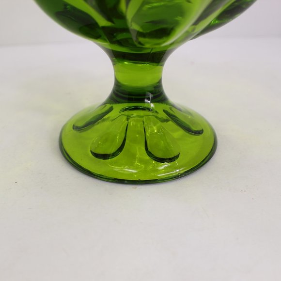 Mid Century Green Glass Pedestal Compote Bowl - Picture 3 of 4